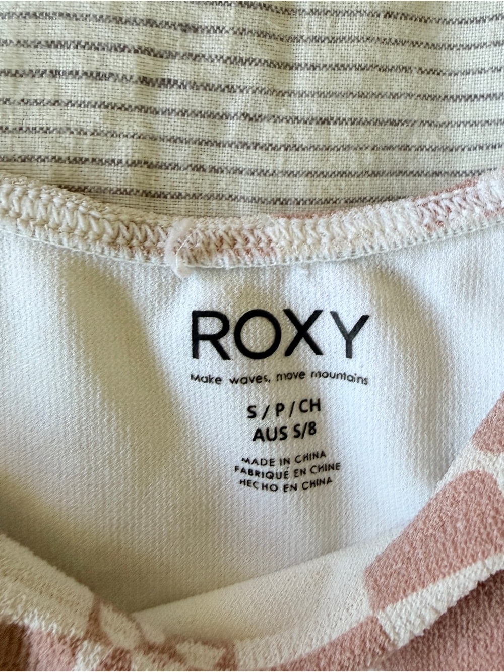 Roxy Pink and Cream Checkered Bikini - Picture 3 of 4